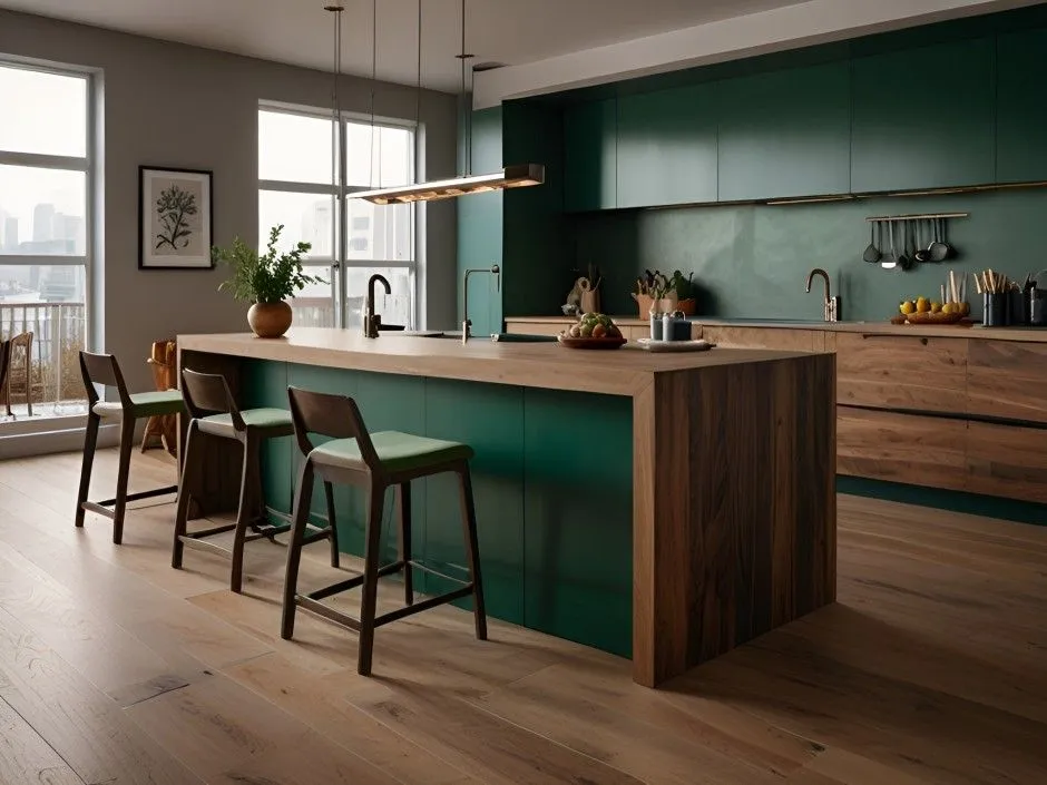 Zdjęcie Jaki kolor do kuchni do brązowych mebli, aby stworzyć harmonię?