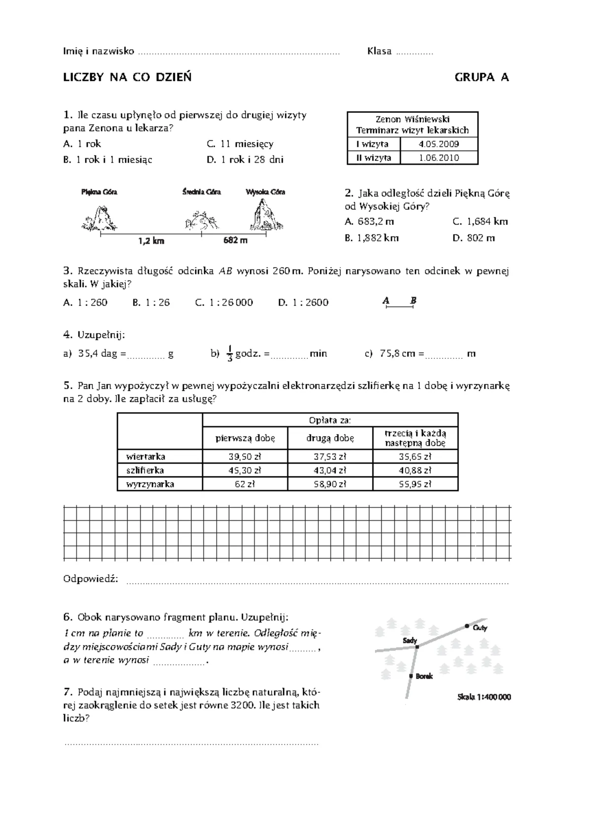 Zdjęcie Sprawdzian z matematyki klasa 6: praktyczne zastosowanie liczb w życiu
