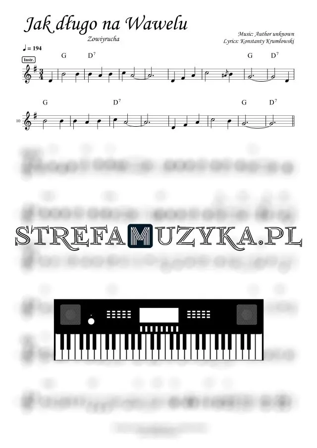 Zdjęcie Jak długo na Wawelu nuty - znajdź idealne nuty na keyboard