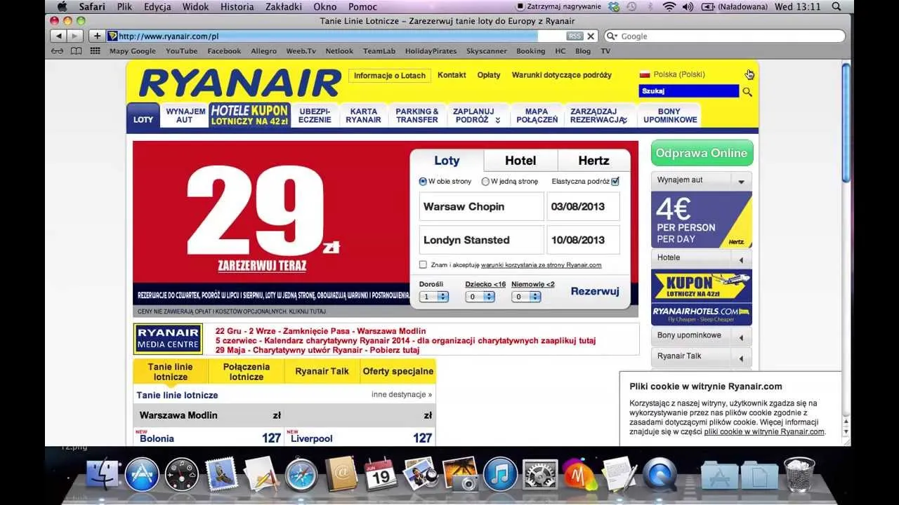 Zdjęcie Rezerwuj tanie loty na www ryanair co uk i unikaj wysokich cen