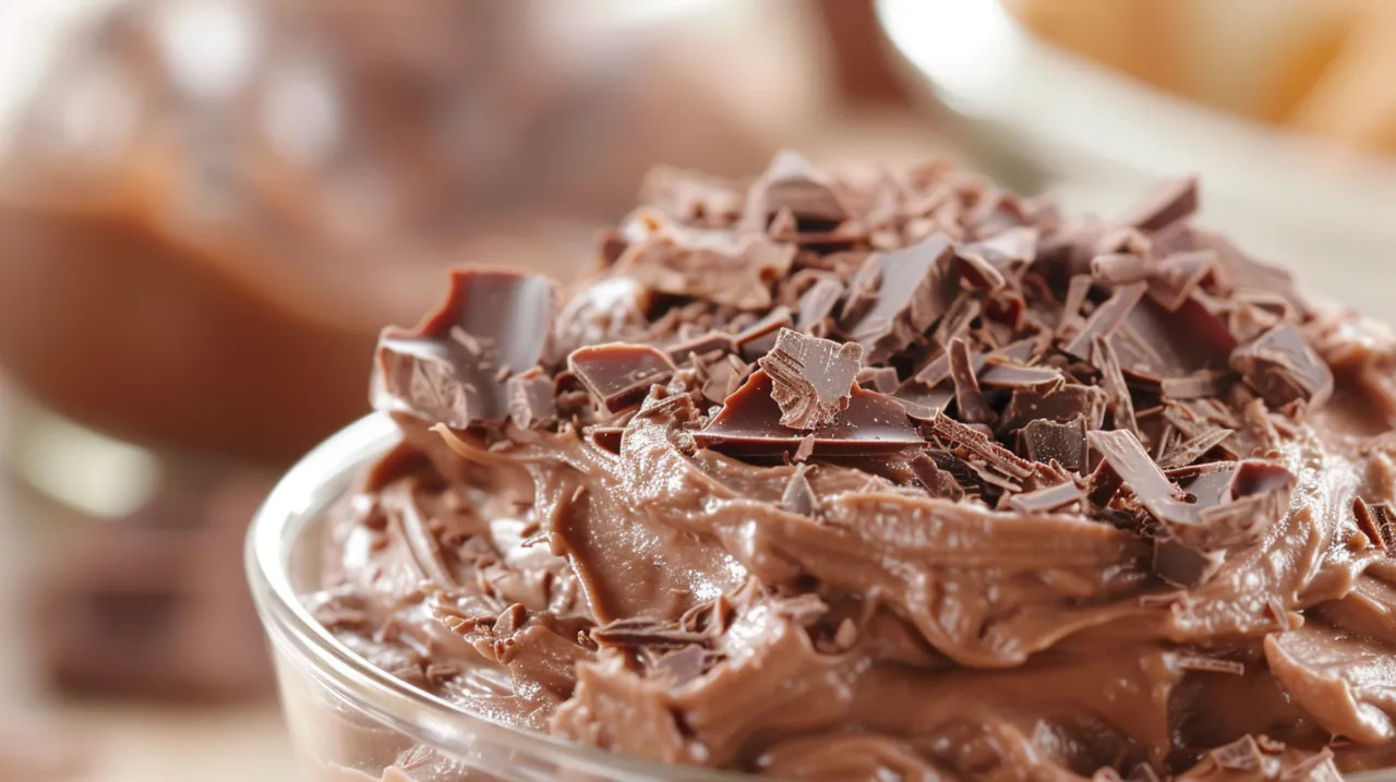 Zdjęcie Krem z Nutelli, mascarpone, śmietany i wiórków czekoladowych