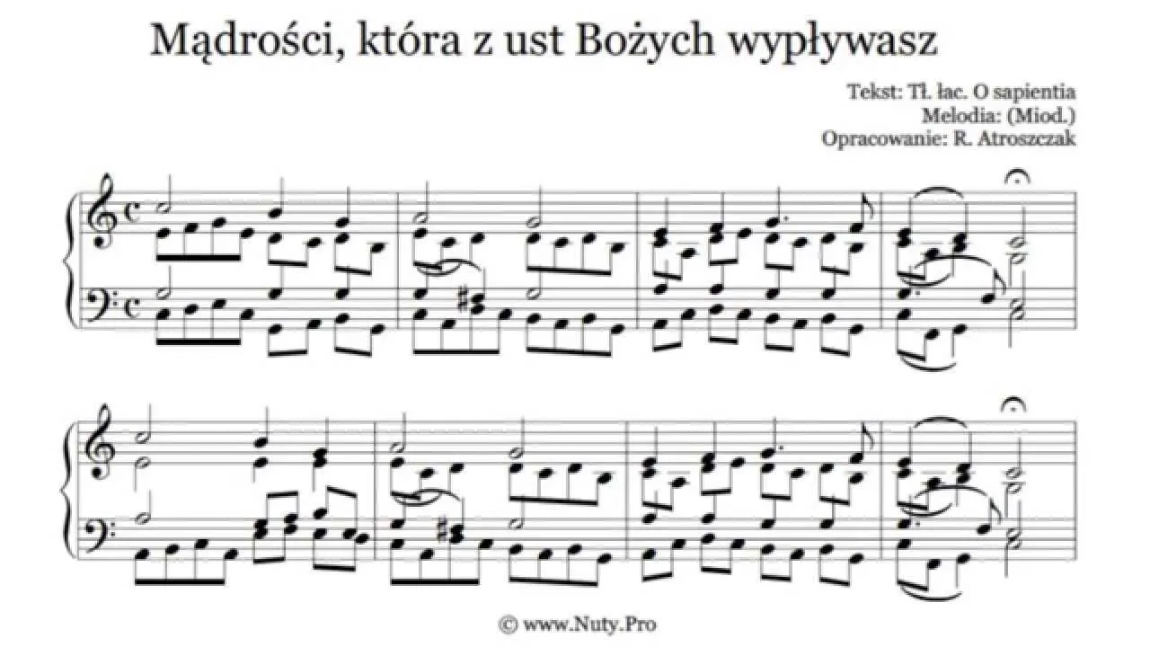 Zdjęcie Mądrości która z ust bożych wypływasz nuty - pieśń pełna znaczenia