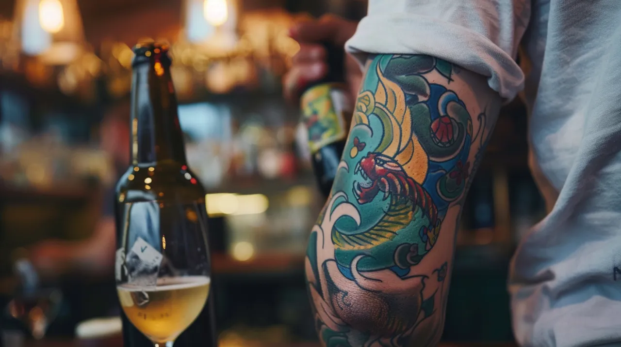 Zdjęcie Alkohol po tatuażu - Czy można pić alkohol po zrobieniu tatuażu?