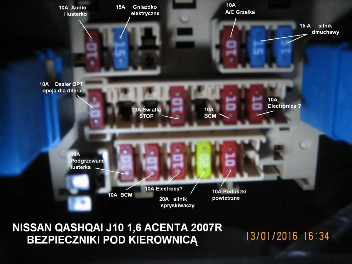 Zdjęcie Gdzie są bezpieczniki w Nissan Qashqai? Oto lokalizacja skrzynek