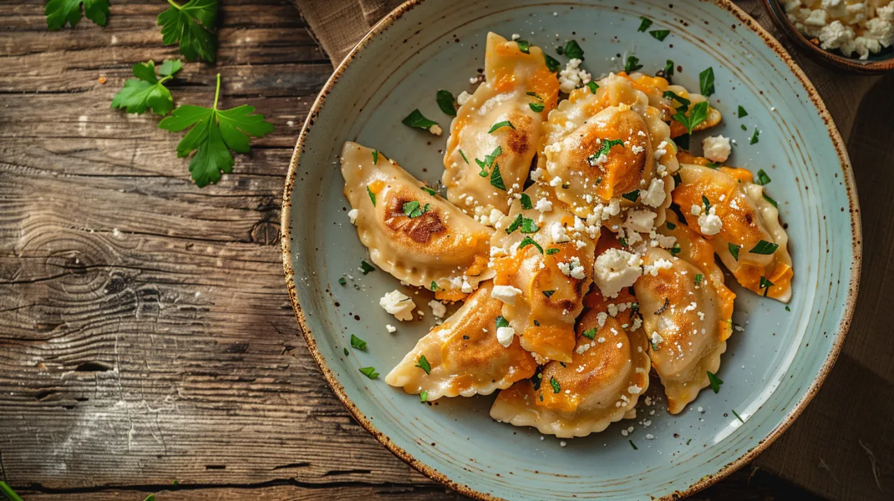 Zdjęcie Pierogi z dynią i fetą: Idealny przepis na pierogi z dynią i serem feta