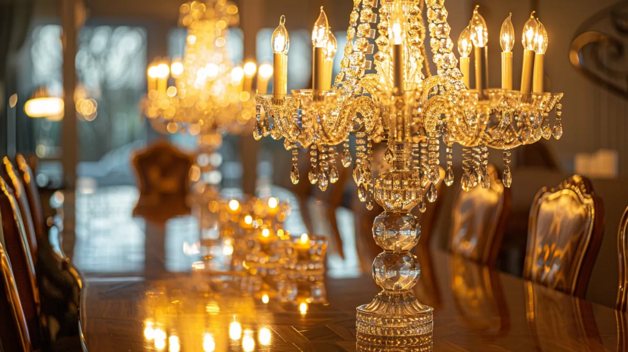 Zdjęcie Lampa nad stół glamour: Elegancka lampa sufitowa z kloszem