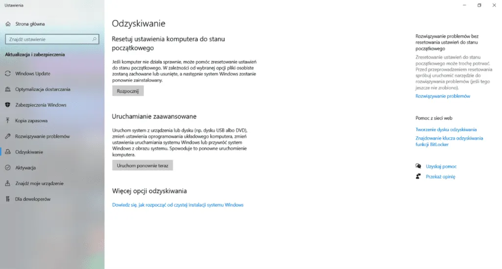 Zdjęcie Jak przywrócić Windows 10 do ustawień fabrycznych bez utraty danych