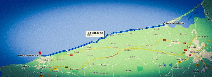 Zdjęcie Koszalin Mielno ile km? Sprawdź najkrótszą trasę i czas podróży