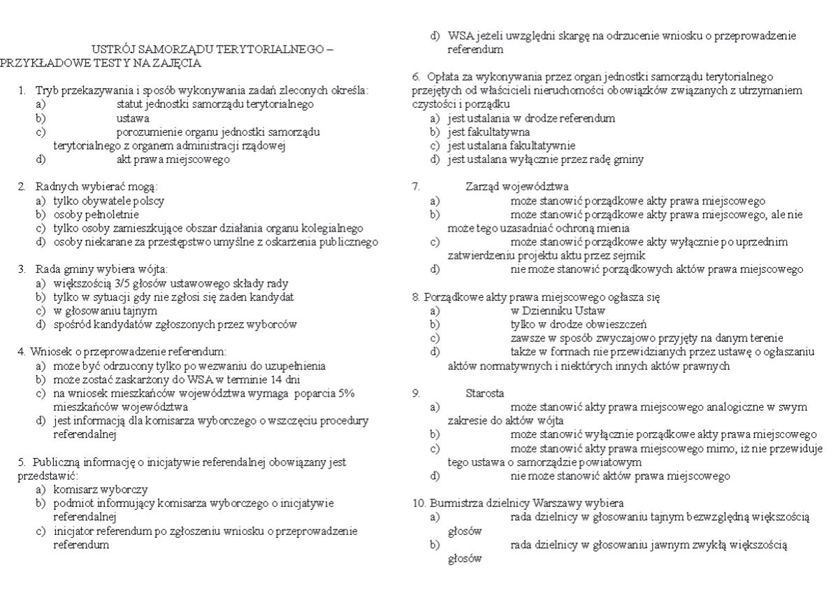 Zdjęcie Przygotuj się do testu z ustawy o samorządzie gminnym - materiały i pytania