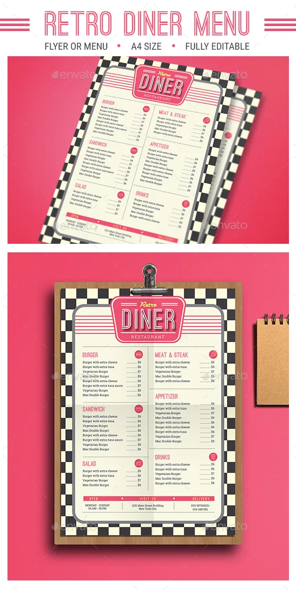 Zdjęcie Najlepsze szablony menu retro diner do łatwej personalizacji
