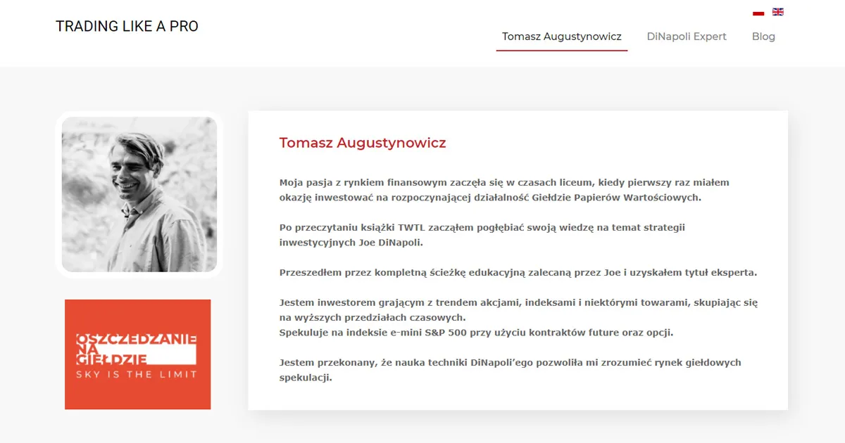 Zdjęcie Tomasz Augustynowicz: Strategie i doświadczenie tradera giełdowego