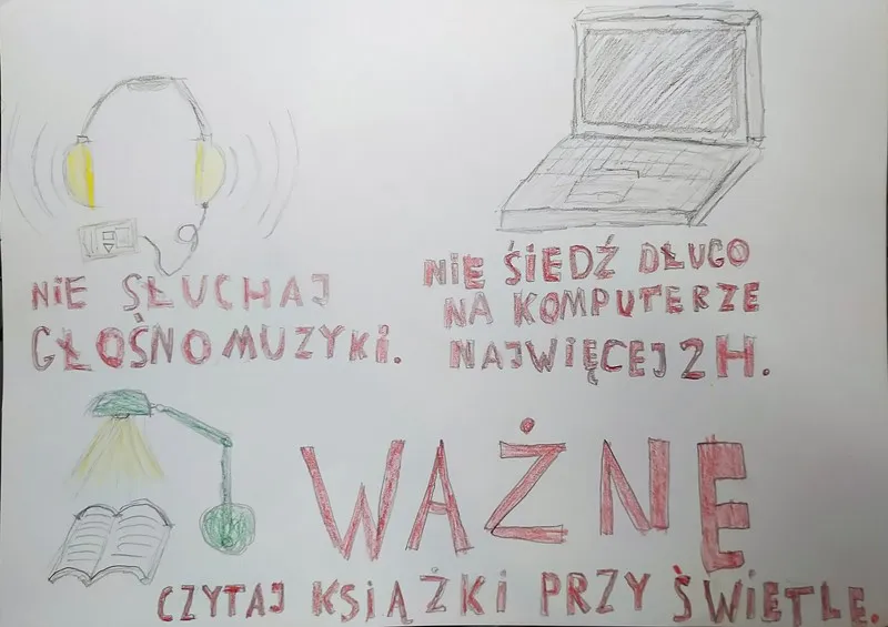 Zdjęcie Jak chronić wzrok i słuch - ważne informacje na plakatach edukacyjnych