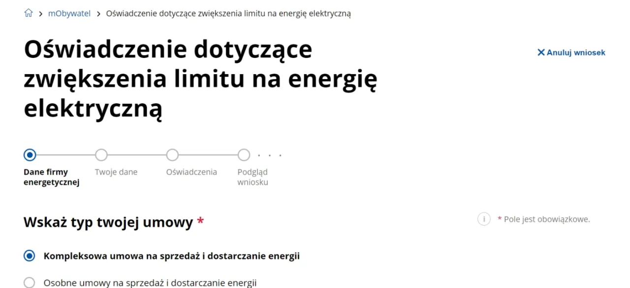 Zdjęcie Oświadczenie dotyczące zwiększenia limitu na energię elektryczną - do kiedy?