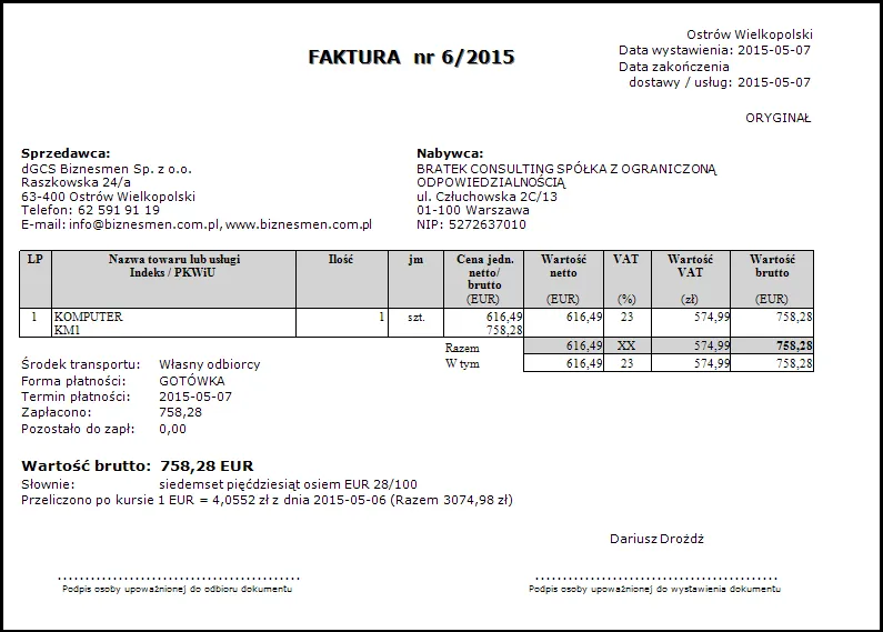 Zdjęcie Faktura w euro dla polskiego kontrahenta: Jak wystawić?