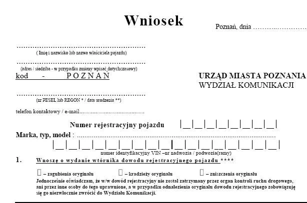 Zdjęcie Dowód rejestracyjny - duplikat i wydanie wtórnika