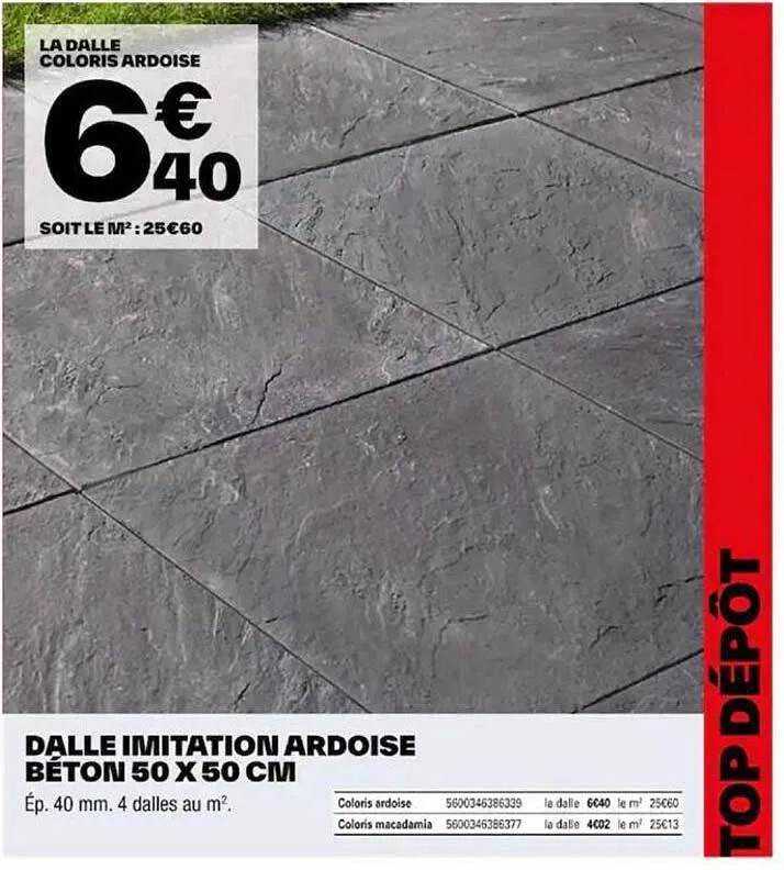 Zdjęcie Dalles béton 50x50 Brico Dépôt : Prix et options à ne pas manquer