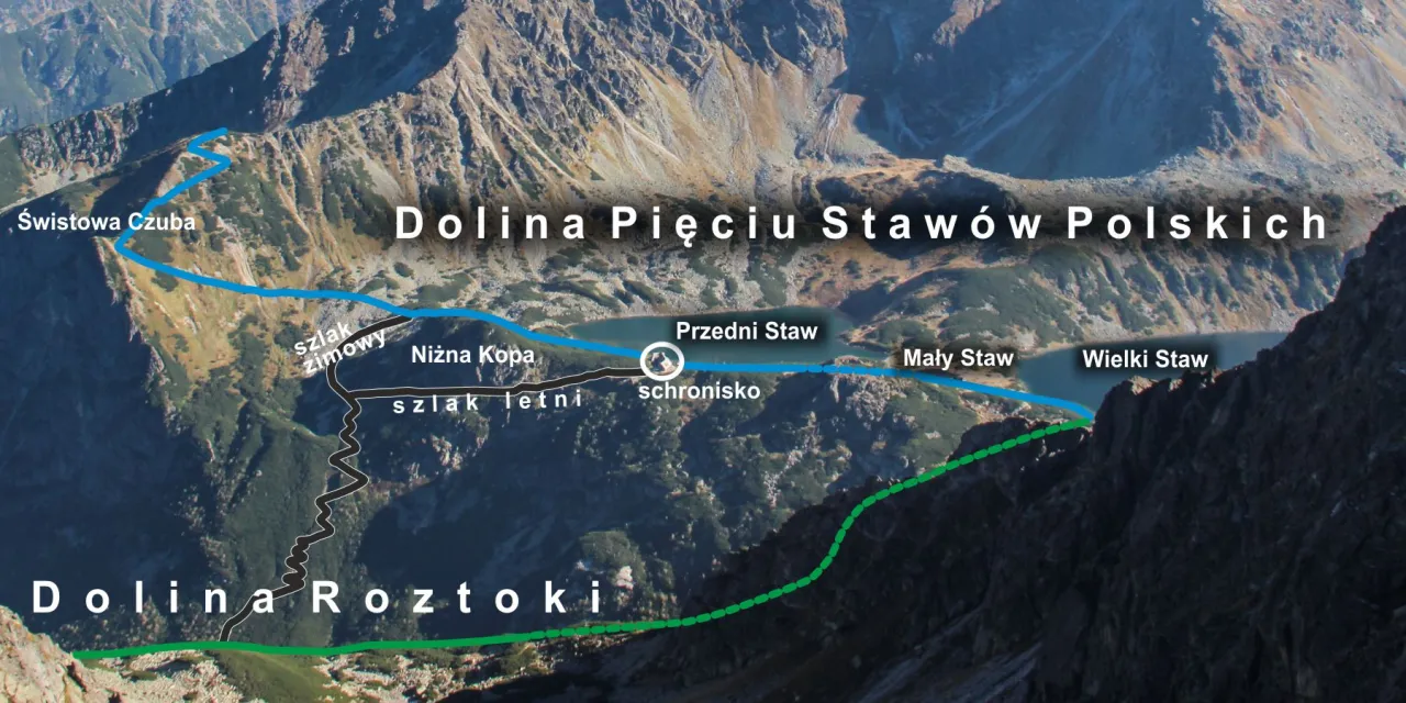 Zdjęcie Szlak do Doliny Pięciu Stawów na dokładnej mapie - wszystkie trasy piesze