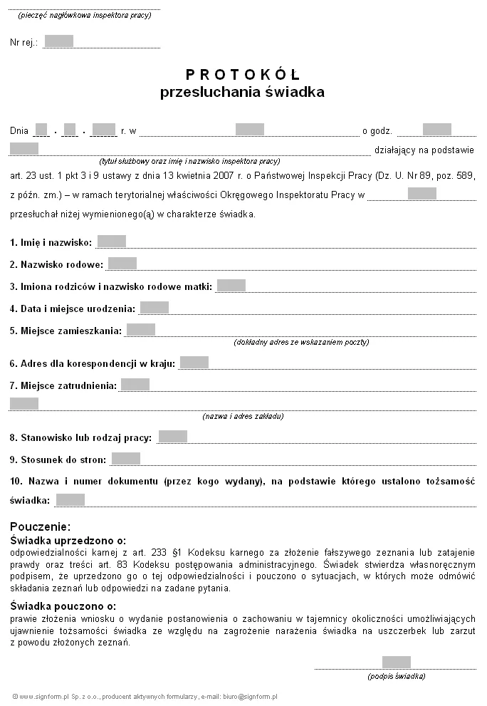 Zdjęcie Protokół przesłuchania świadka wykroczenia – kluczowe informacje i wymagania