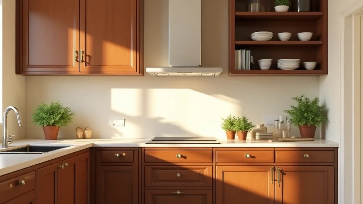 Zdjęcie Brązowa kuchnia jaki kolor ścian – idealne odcienie, które rozjaśnią wnętrze