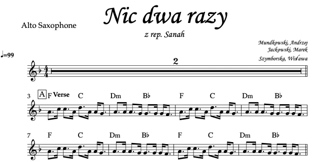 Zdjęcie Nuty saksofonowe do dni których nie znamy – różne aranżacje