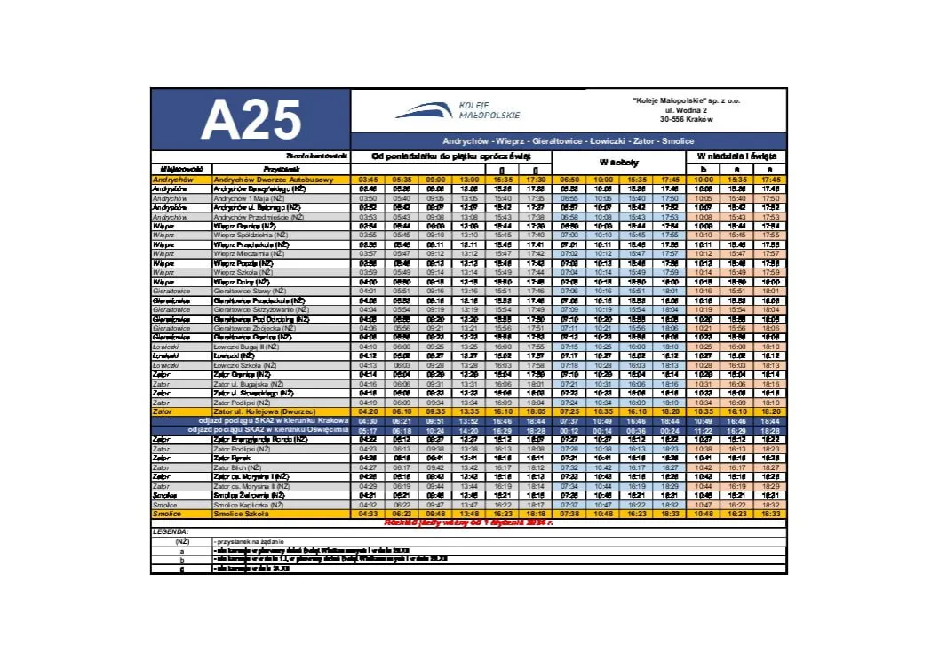 Zdjęcie Rozkład jazdy Andrychów – sprawdź aktualne godziny odjazdów i trasy