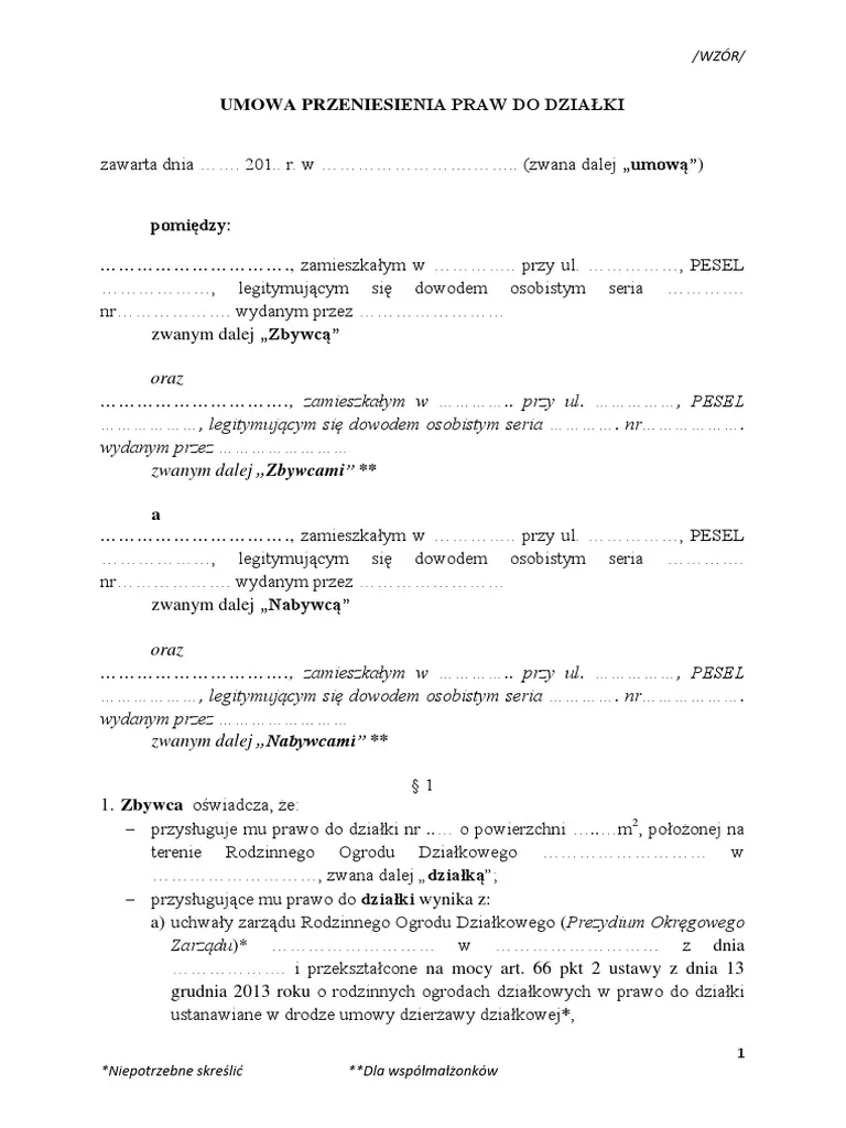 Zdjęcie Umowa przeniesienia praw do działki jak wypełnić - uniknij błędów