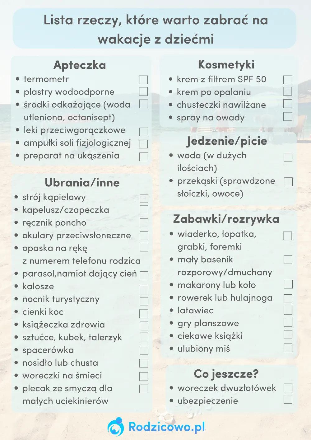 Zdjęcie Co zabrać na wakacje z dzieckiem: Kompletna lista niezbędników