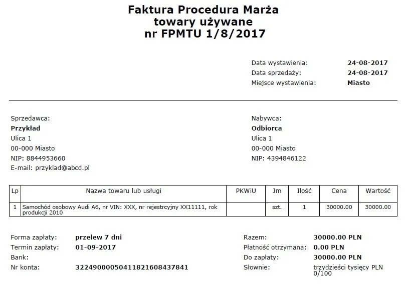 Zdjęcie Faktura VAT marża na samochód – zasady, korzyści i ryzyka podatkowe