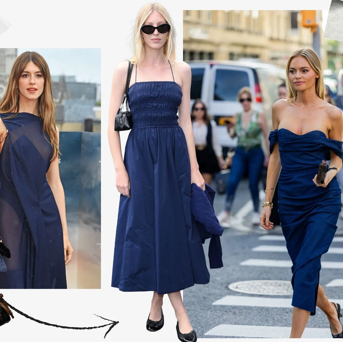 Zdjęcie Los mejores colores de zapatos que combinan con un vestido azul marino