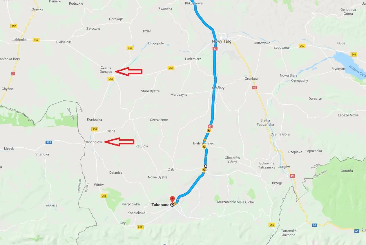 Zdjęcie Ile km z Bukowiny Tatrzańskiej do Zakopanego? Sprawdź różnice w trasach