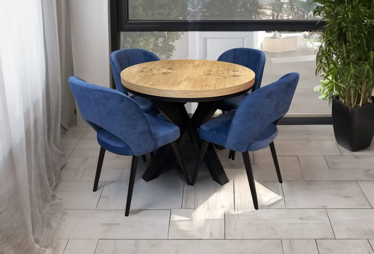Zdjęcie Stół loft okrągły rozkładany - stylowy mebel do salonu w Twoim mieszkaniu | Idealny na każdą okazję