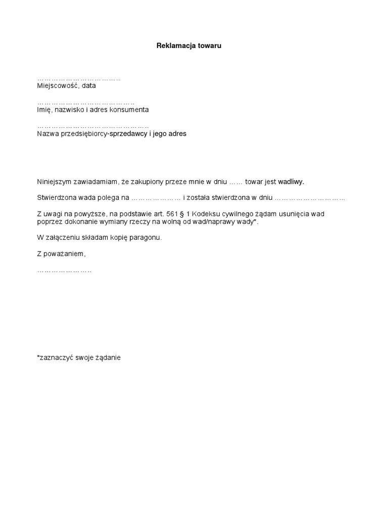 Zdjęcie Jak napisać reklamację wzór - skuteczny sposób na odzyskanie praw