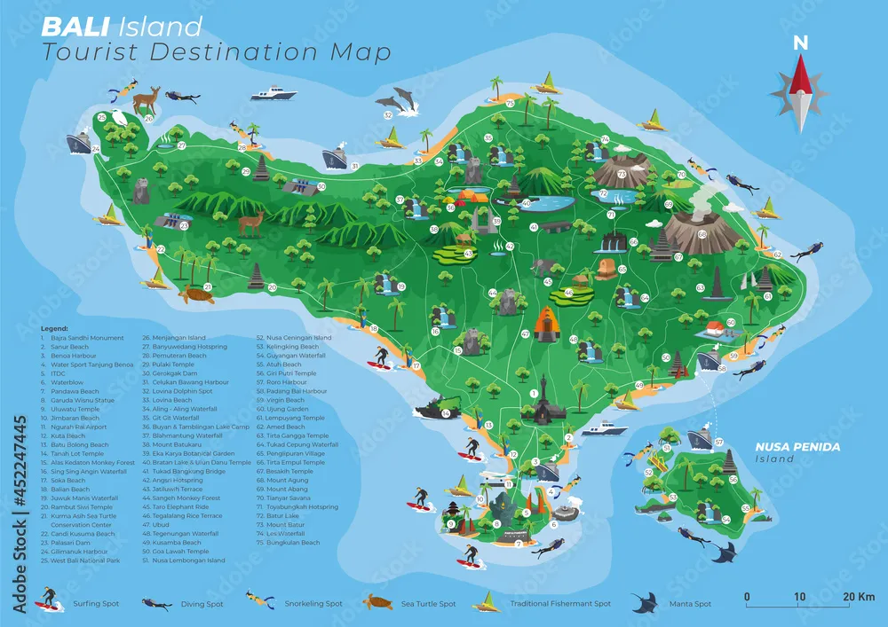 Zdjęcie Najlepsza mapa Bali ze wszystkimi atrakcjami turystycznymi - Zaplanuj pobyt