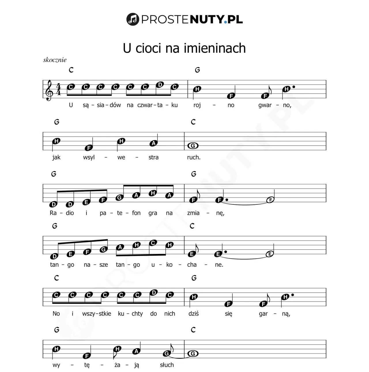 Zdjęcie Chwyty gitarowe do U cioci na imieninach - nauka gry na gitarze