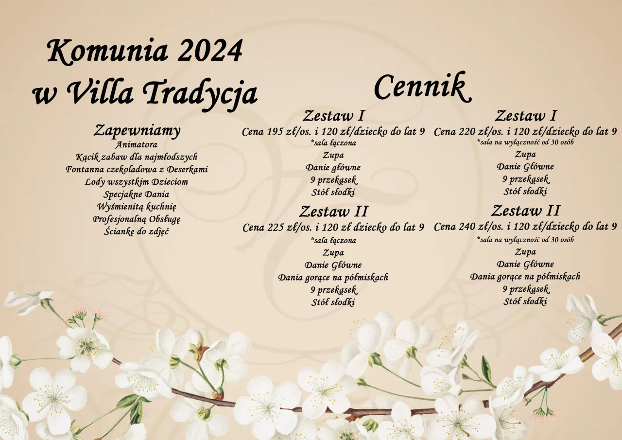 Koszty cateringu na komunię, cennik cateringu komunijnego