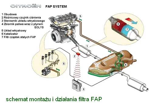 lokalizacja filtra DPF w samochodzie schemat