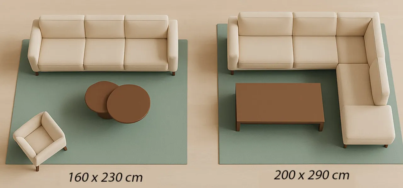 jak dobrać rozmiar dywanu do sofy