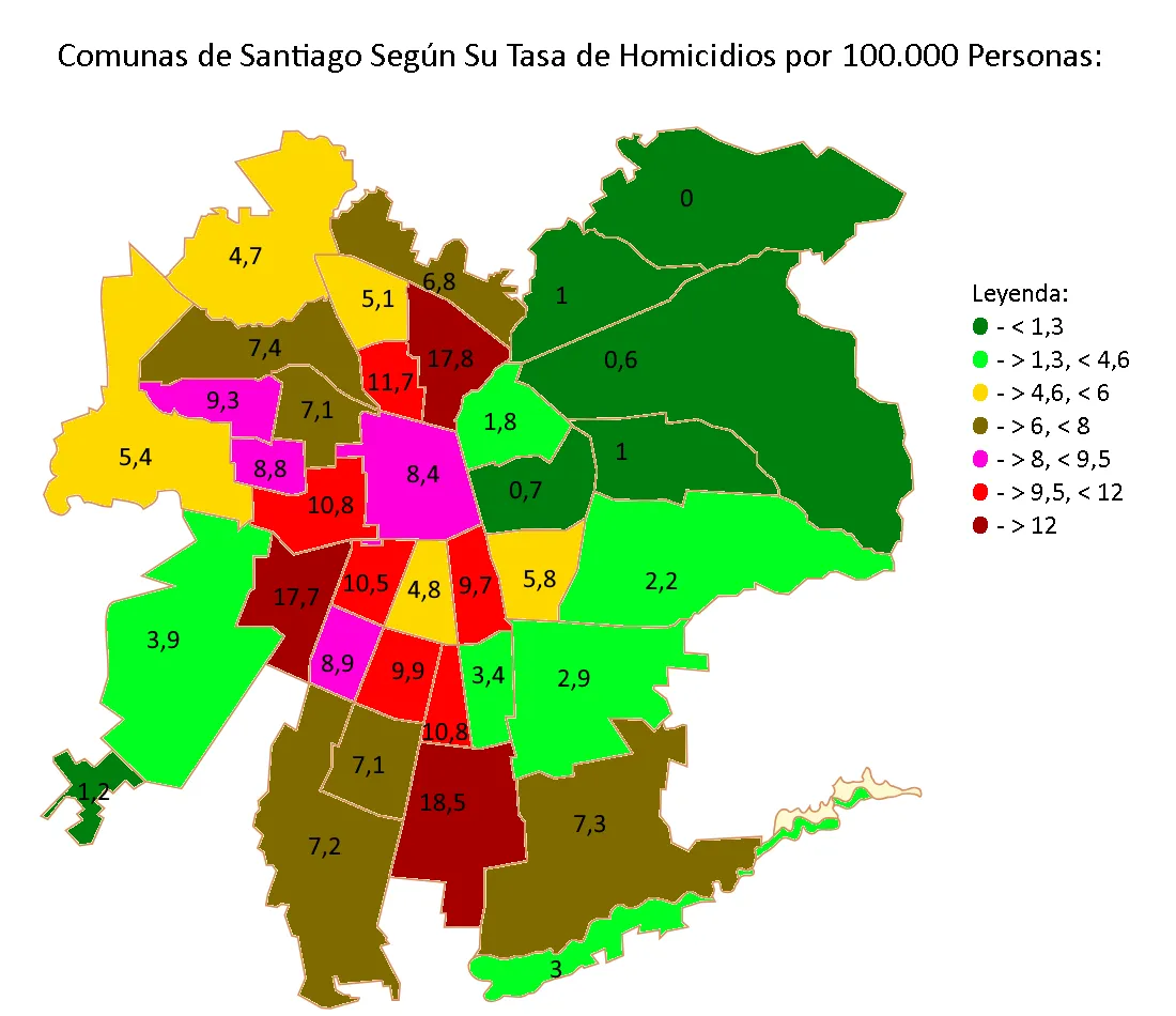 Mapa zagrożeń przestępczością Chile Santiago Valparaíso