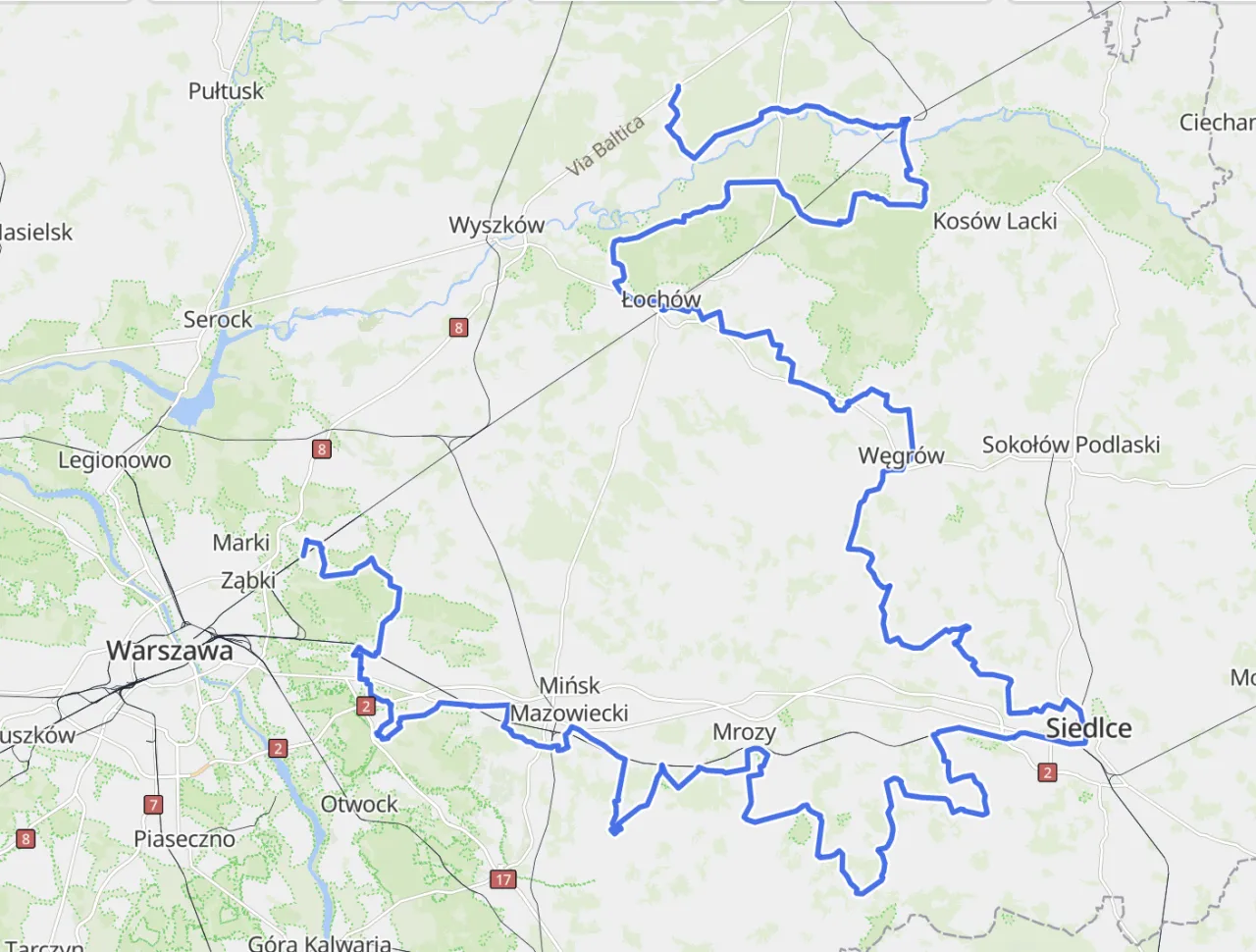 Mapa projektu Velo Mazovia