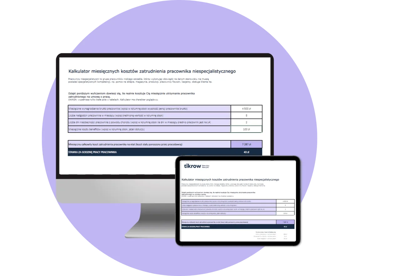 Przykładowa kalkulacja wynagrodzenia