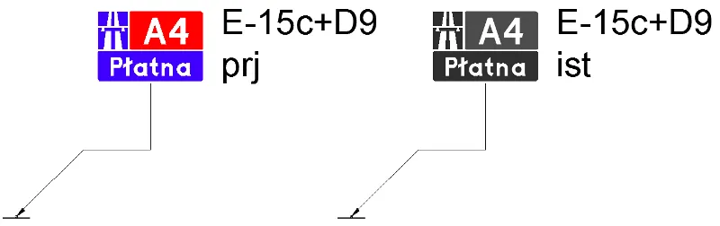 znaki autostradowe D-9 E-15c MOP