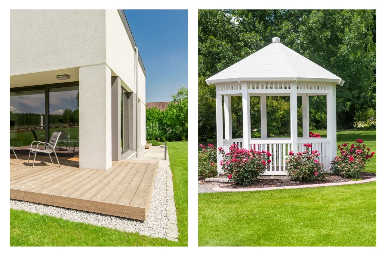 altana z tarasem, piękny taras przy altanie inspiracje