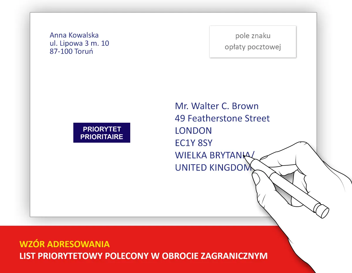Koperta list polecony dokumenty za granicę