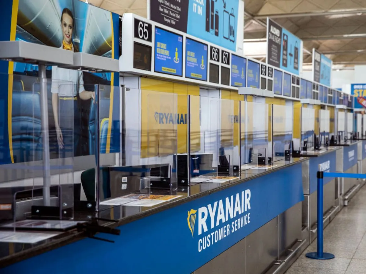 Ryanair baggage check-in desk airport