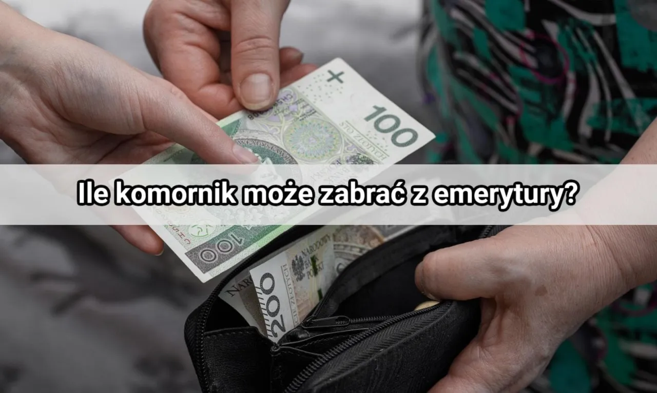 Dwie ręce przekładają banknoty 100 zł do portmonetki. Pytanie brzmi: ile komornik może zabrać z emerytury?