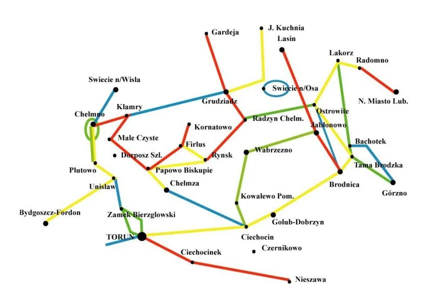 mapa szlak&oacute;w pieszych PTTK z legendą