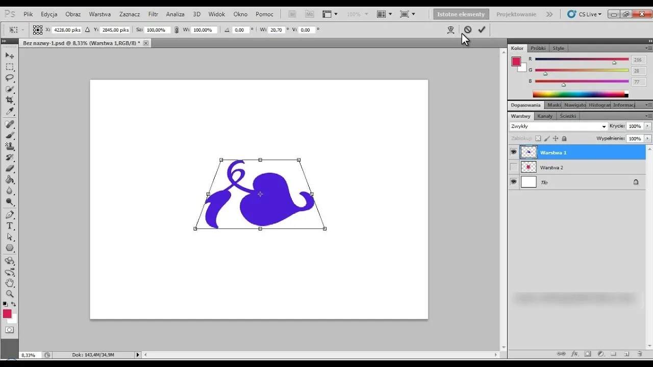 Photoshop interfejs przekształcanie swobodne