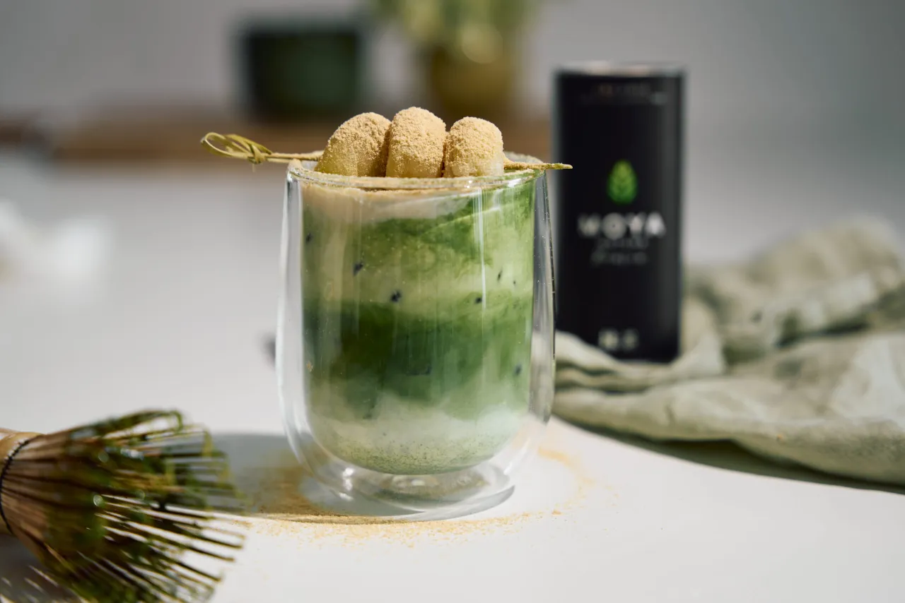 Matcha smoothie with fruits