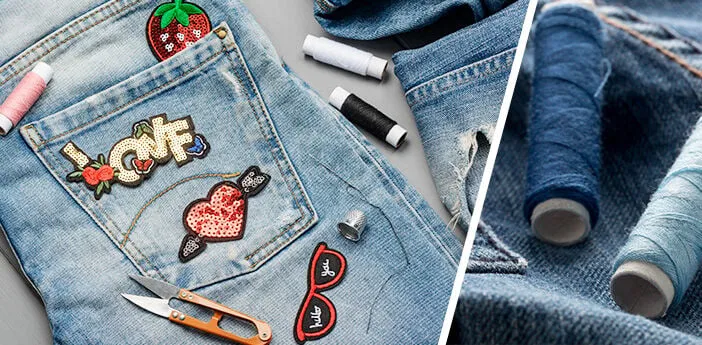 zestaw do szycia naprawa dziury w spodniach