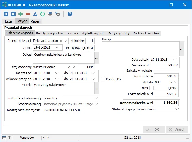 zasady rozliczania delegacji zagranicznej